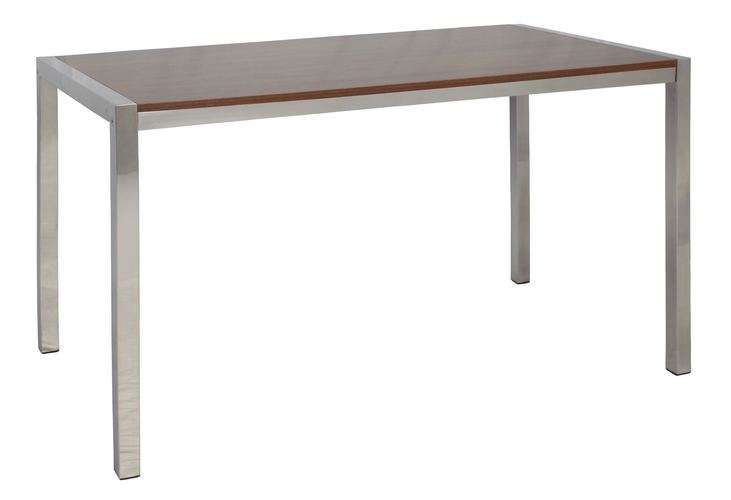 MESA RIO INOX 140X75 CM - Tampo Madeirado Castanho
